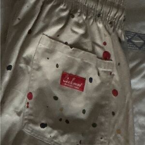Cookman Cream Polka Dot Chef’s Drawstring & Elastic waist kitchenware pants XL